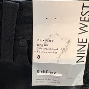 NWT Nine West Black Coated Women’s Pants - Size 8 Kick Flare High Rise